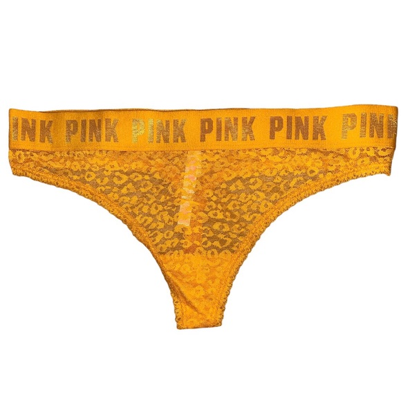 Victoria's Secret Other - 🎀5/$25🎀 NWOT VICTORIA’S SECRET Yellow Gold Lace Sheer Mesh Thong Panties